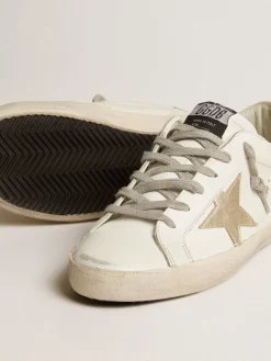 Clearance Golden Goose Super-Star com estrela dourada e talão de glitter preto Cor: branco