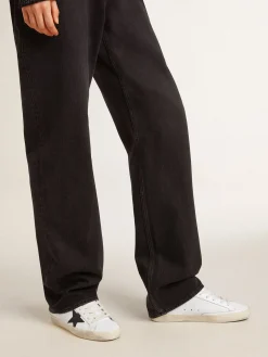 Flash Sale Golden Goose Super-Star com estrela e talão com cristais Swarovski pretos Cor: branco