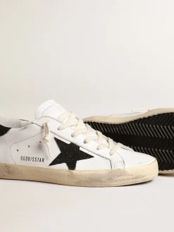 Flash Sale Golden Goose Super-Star com estrela e talão com cristais Swarovski pretos Cor: branco