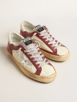 Store Golden Goose Super-Star de napa com inserções bordô e estrela prateada Cabedal de napa na cor creme com inserções de couro bordô