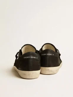 Cheap Golden Goose Super-Star de nubuk preto com estrela perfurada e talão de nubuk preto Cabedal de nubuk preto