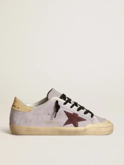 Fashion Golden Goose Super-Star de suede lilás com estrela marrom e talão dourado Cabedal de suede lilás