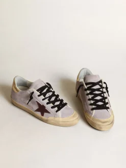 Fashion Golden Goose Super-Star de suede lilás com estrela marrom e talão dourado Cabedal de suede lilás