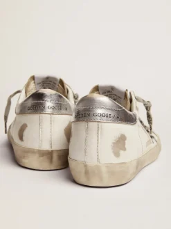Clearance Golden Goose Super-Star feminino com estrela de couro cavalinho com estampa zebrada Cor: branco