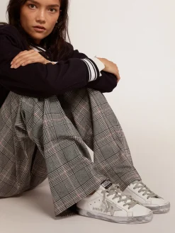 Hot Golden Goose Super-Star feminino com reforço prateado brilhante e inscrições de metal Cabedal: 100% couro bovino