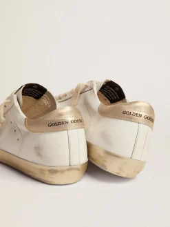 Flash Sale Golden Goose Super-Star feminino com reforço dourado brilhante e inscrições de metal Cabedal: 100% couro bovino