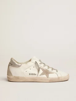 Online Golden Goose Super-Star feminino com talão prateado e inscrições de metal Cabedal: 100% couro bovino