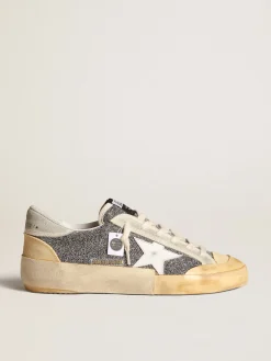 Flash Sale Golden Goose Super-Star Feminino LAB com estrela branca e cabedal glitter Swarovski Cabedal de glitter prateado