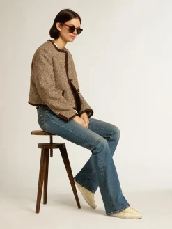 Clearance Golden Goose Super-Star Feminino LTD de napa com estrela e talão de suede Cabedal de napa branca