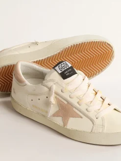 Clearance Golden Goose Super-Star Feminino LTD de napa com estrela e talão de suede Cabedal de napa branca