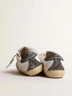 Fashion Golden Goose Super-Star Junior com estrela cor de avelã e talão de glitter Cabedal de napa branco óptico