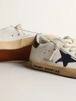 Sale Golden Goose Super-Star Junior de napa com estrela estampada e talão preto Cabedal de napa branca