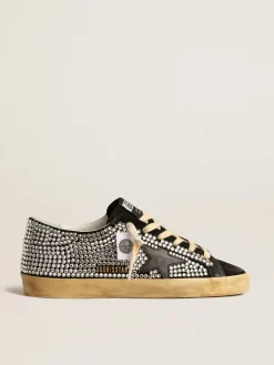 Store Golden Goose Super-Star LTD com cristais Swarovski e estrela de couro preto Cabedal de suede preto