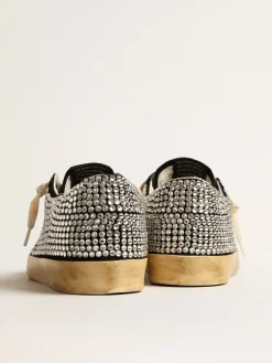 Store Golden Goose Super-Star LTD com cristais Swarovski e estrela de couro preto Cabedal de suede preto