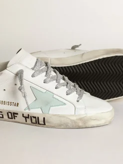 Best Golden Goose Super-Star LTD com estrela água-marinha e talão platinado Cor: branco