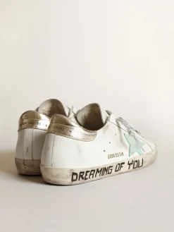 Best Golden Goose Super-Star LTD com estrela água-marinha e talão platinado Cor: branco