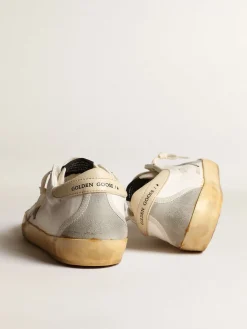 Store Golden Goose Super-Star LTD com estrela de suede gelo e talão de PVC Cabedal de napa branca