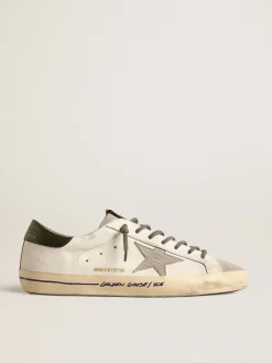 Sale Golden Goose Super-Star LTD com estrela com estampa de crocodilo e talão verde Cor: branco