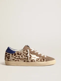 Clearance Golden Goose Super-Star LTD de couro cavalinho com estrela dourada e talão de suede Cabedal de couro cavalinho com estampa de leopardo nos tons bege e marrom claro