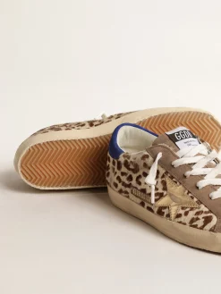 Clearance Golden Goose Super-Star LTD de couro cavalinho com estrela dourada e talão de suede Cabedal de couro cavalinho com estampa de leopardo nos tons bege e marrom claro