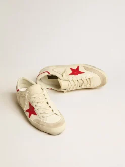 Online Golden Goose Super-Star LTD de napa com estrela de couro vermelho e biqueira de suede perolado Cabedal de napa branca