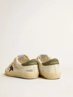 Hot Golden Goose Super-Star LTD de napa com estrela de suede marrom e talão verde Cabedal de napa branca
