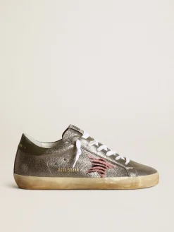 Flash Sale Golden Goose Super-Star LTD de suede metálico cinza com estrela de couro cavalinho Cabedal de suede cinza com efeito metálico