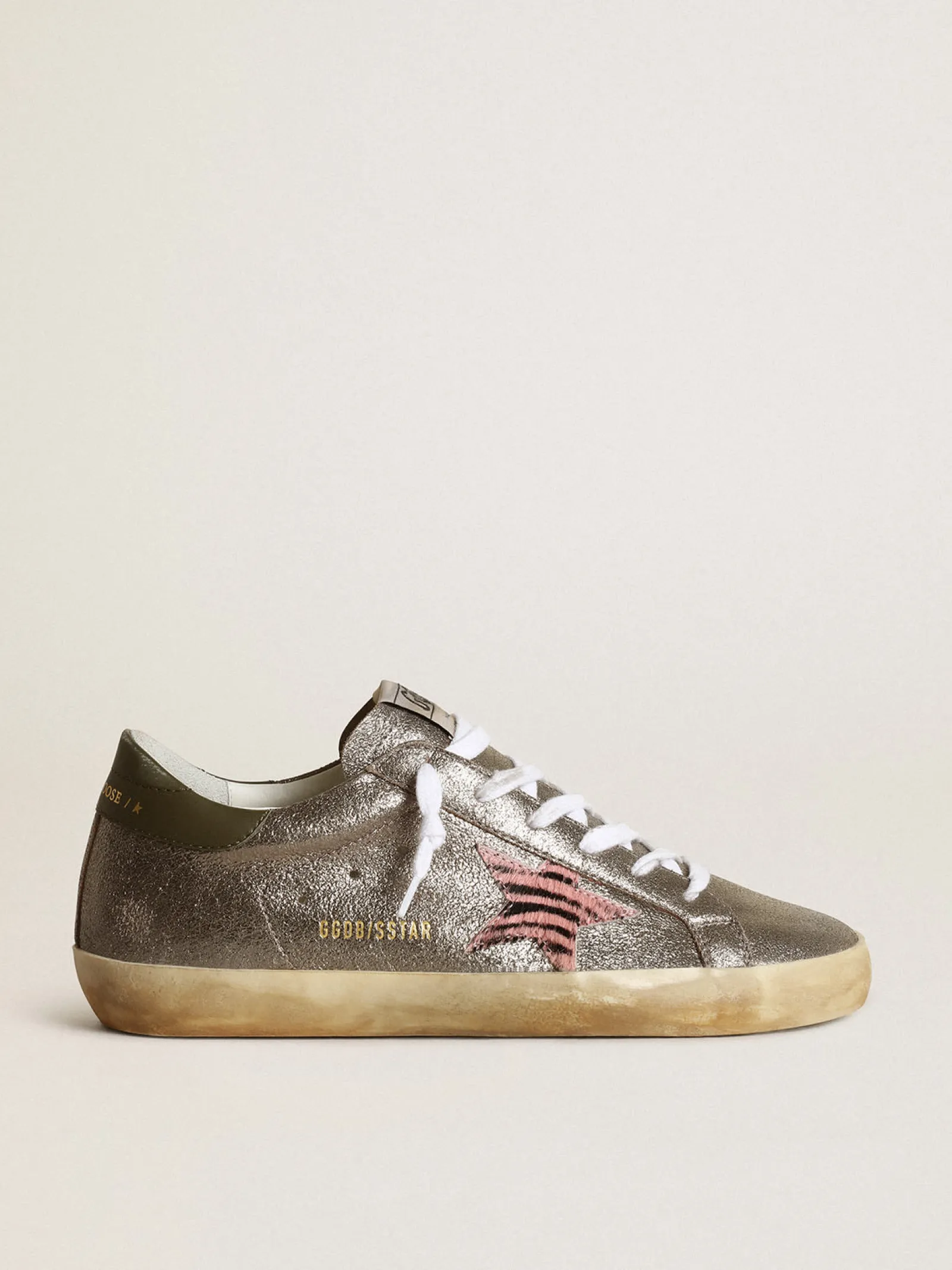 Flash Sale Golden Goose Super-Star LTD de suede metálico cinza com estrela de couro cavalinho Cabedal de suede cinza com efeito metálico