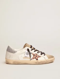Cheap Golden Goose Super-Star LTD feminino com estampa de leopardo e estrela de cristal Cor: branco
