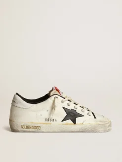 Discount Golden Goose Super-Star LTD masculino de lona bege com estrela preta Cabedal de lona bege