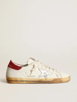 Flash Sale Golden Goose Super-Star masculino com estrela de couro metálico prateado Cabedal de napa branca