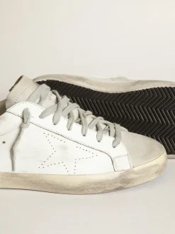 Best Golden Goose Super-Star masculino com estrela perfurada e talão cinza gelo Cor: branco