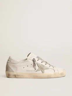 Best Golden Goose Super-Star Masculino de base vegetal com estrela de suede gelo Cabedal de base vegetal branco