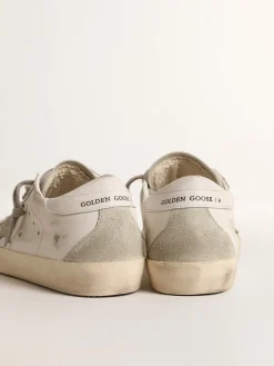 Best Golden Goose Super-Star Masculino de base vegetal com estrela de suede gelo Cabedal de base vegetal branco