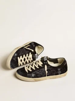 Online Golden Goose Super-Star Masculino de veludo e suede pretos com estrela de suede preto Cabedal de veludo e suede pretos