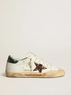 Hot Golden Goose Super-Star Penstar com estrela de cavalinho leopardo e talão verde Cor: creme