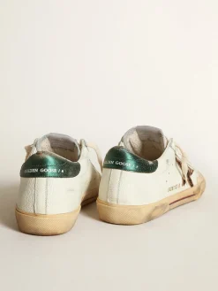 Hot Golden Goose Super-Star Penstar com estrela de cavalinho leopardo e talão verde Cor: creme