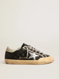 Store Golden Goose Super-Star Penstar de napa matelassê preta com estrela prateada Cabedal de napa preta matelassê