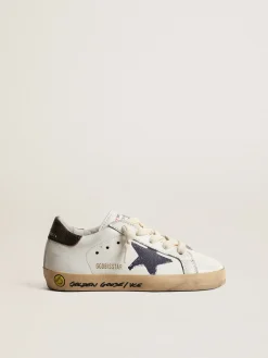 Sale Golden Goose Super-Star Young de napa com estrela estampada e talão preto Cabedal de napa branca