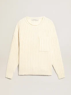 Best Sale Golden Goose Suéter de gola redonda de linha de algodão misto cor de papiro Cor: papiro