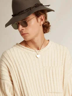 Best Sale Golden Goose Suéter de gola redonda de linha de algodão misto cor de papiro Cor: papiro