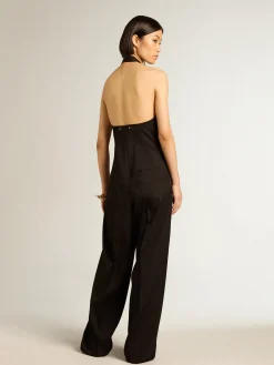 Best Golden Goose Terno vestido de gabardine de lã preta Coleção Journey