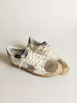 Discount Golden Goose Tênis Ball Star Masculino LTD de napa branca com estrela e talão de suede havana-rosado Cabedal de napa branca