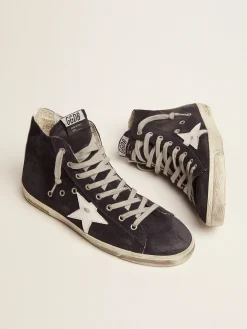 Cheap Golden Goose Tênis Francy de couro com estrela e talão de couro Cabedal de couro de bezerro tipo camurça