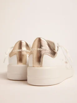 Best Sale Golden Goose Tênis Purestar feminino com talão dourado Material principal: 100% couro bovino
