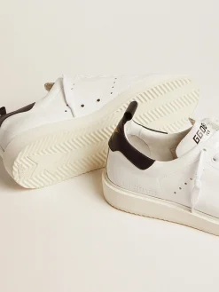 Cheap Golden Goose Tênis Starter de couro branco com talão de couro preto Cor: branco