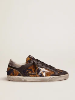 Online Golden Goose Tênis Super-Star feminino Penstar LAB de jacquard brocado e estrela de PVC Cabedal de jacquard brocado