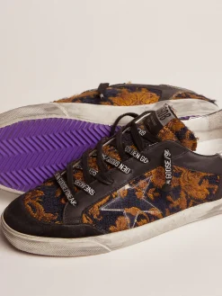 Online Golden Goose Tênis Super-Star feminino Penstar LAB de jacquard brocado e estrela de PVC Cabedal de jacquard brocado