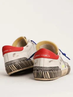 New Golden Goose Tênis Super-Star LAB de couro branco e estampa com efeito de reforço múltiplo Cor: branco