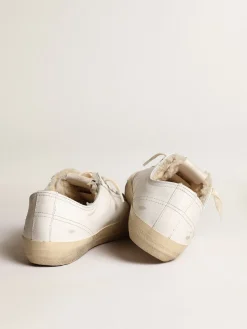 Best Golden Goose Tênis V-Star com estrela de couro e forro de shearling bege Cor: branco